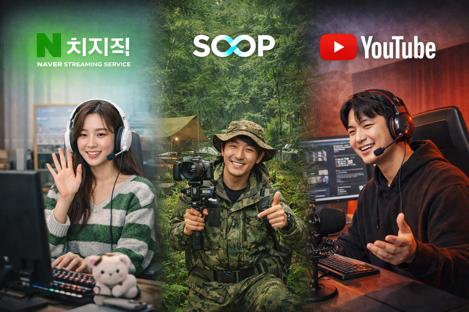 치지직 SOOP 유튜브 크리에이터 출고 사례 비주얼